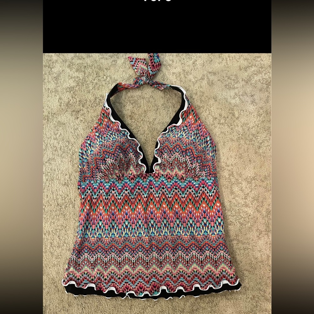 Colorful Halter Top Tankini with Patterned Design